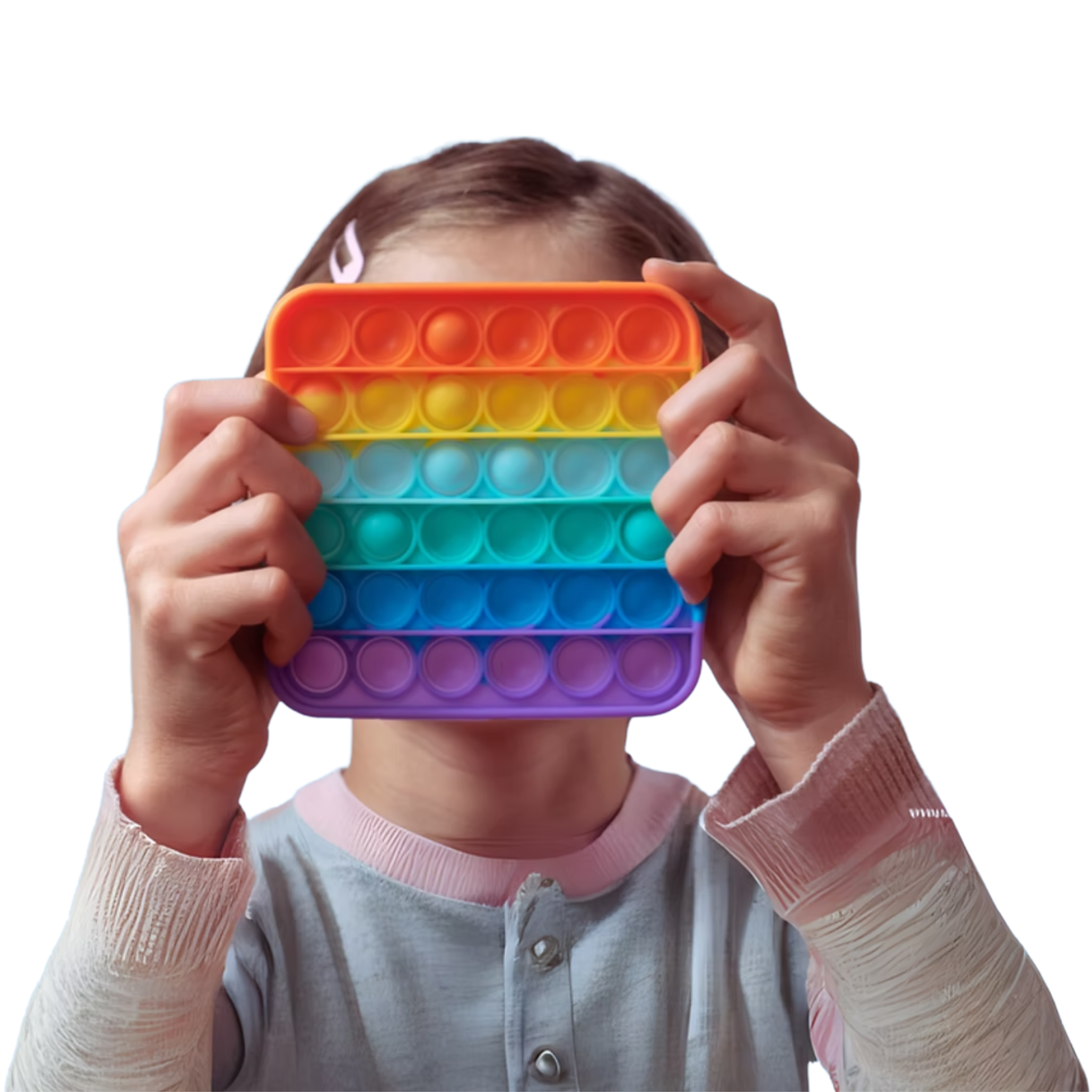 Girl with sensory toy
